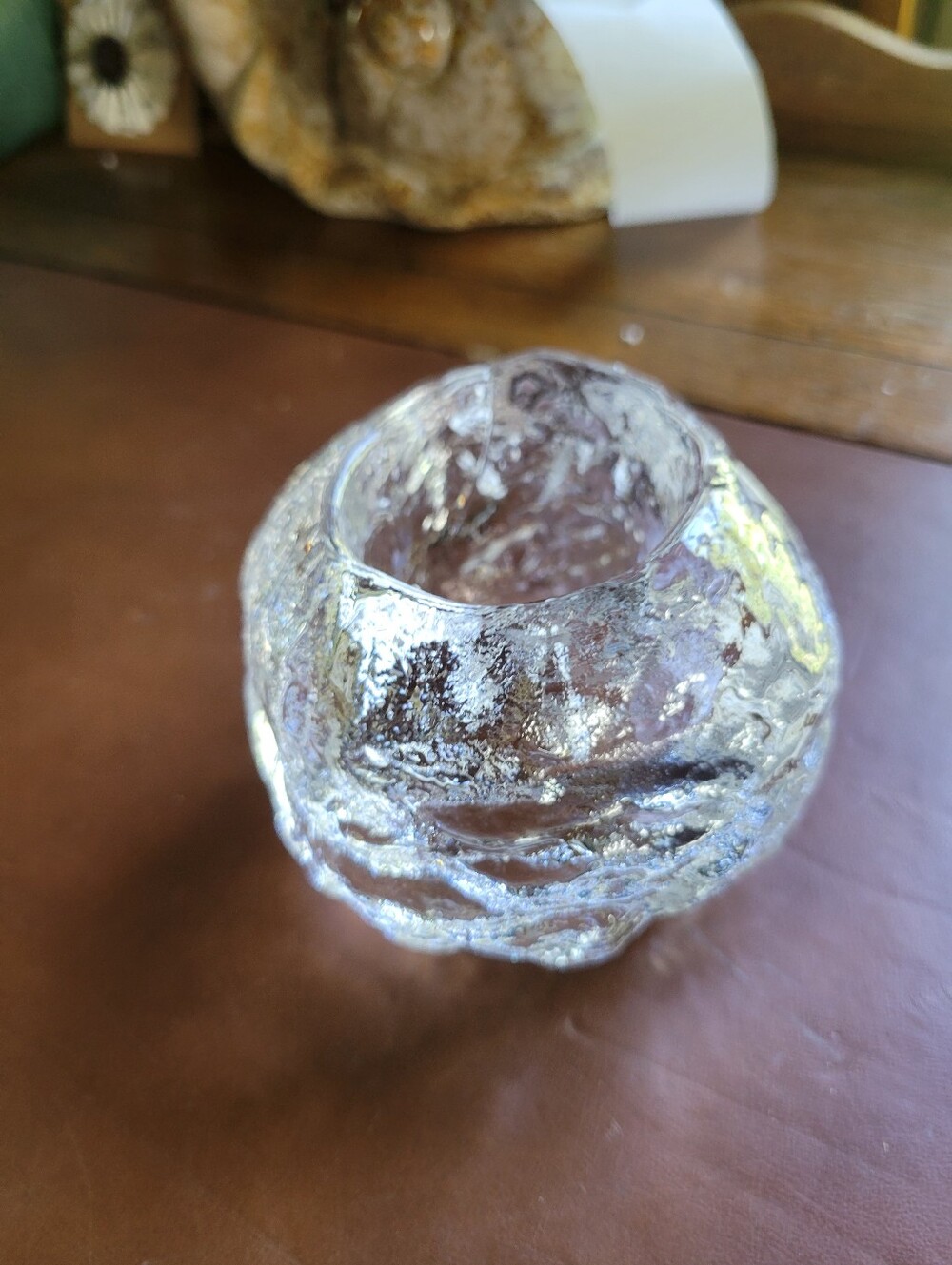 Vtg Kosta Boda Ice Glass Snowball Votive Candle Holder